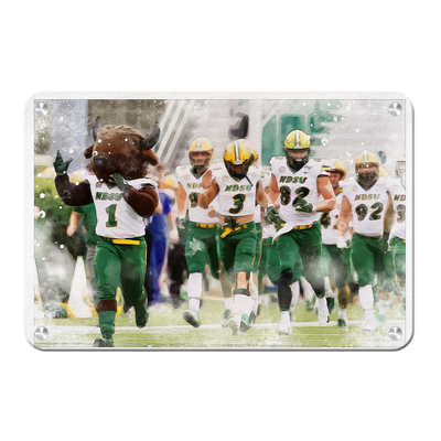 North Dakota State Bisons - NDSU Running onto the Field Water Color - College Wall Art #Metal