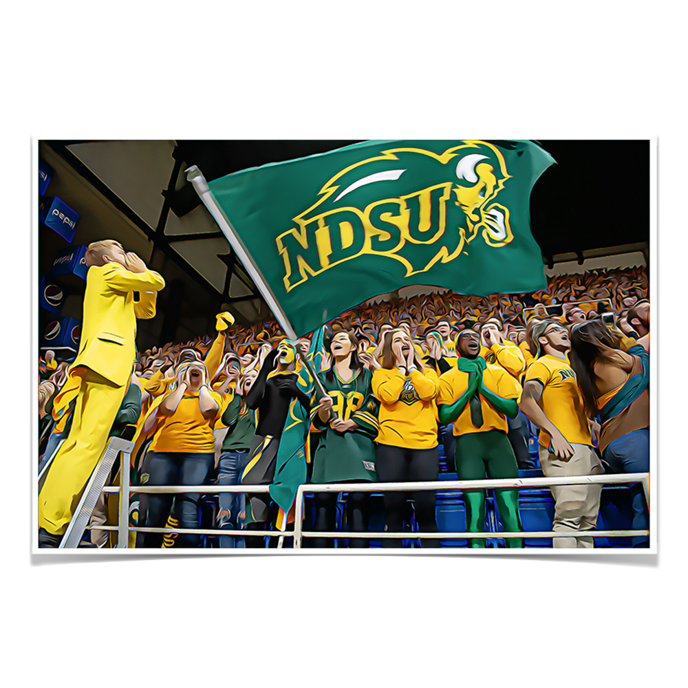 North Dakota State Bisons - NDSU Cheer Oil Paint - College Wall Art #Canvas
