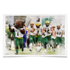 North Dakota State Bisons - NDSU Running onto the Field Water Color - College Wall Art #Poster
