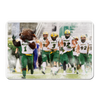 North Dakota State Bisons - NDSU Running onto the Field Water Color - College Wall Art #PVC