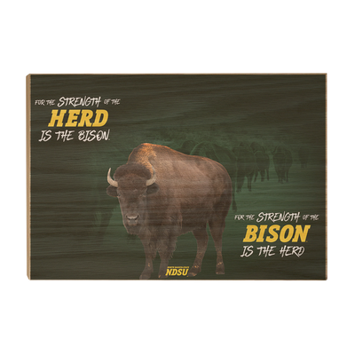 North Dakota State Bison - For the Strength of the Herd - College Wall Art #Wood