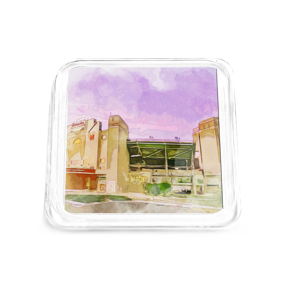 Nebraska Cornhuskers - Memorial Stadium Watercolor Drink Coaster
