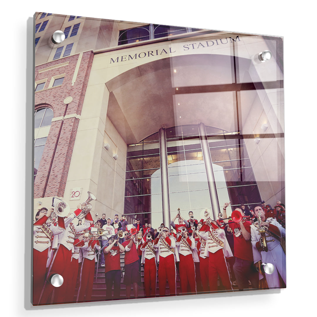 Nebraska - Cornhusker Band on the steps of Memorial - College Wall Art #Canvas