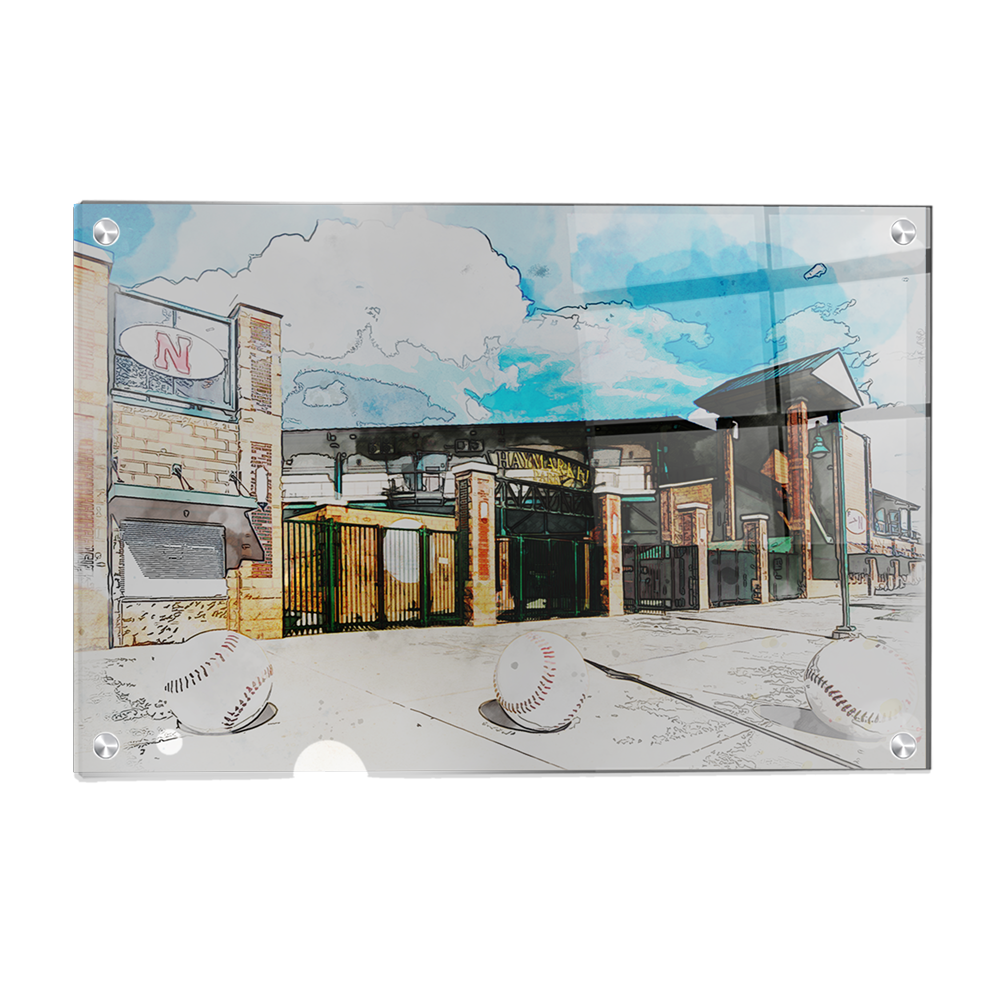 Nebraska Cornhuskers - Haymarket Field Watercolor - College Wall Art #Canvas