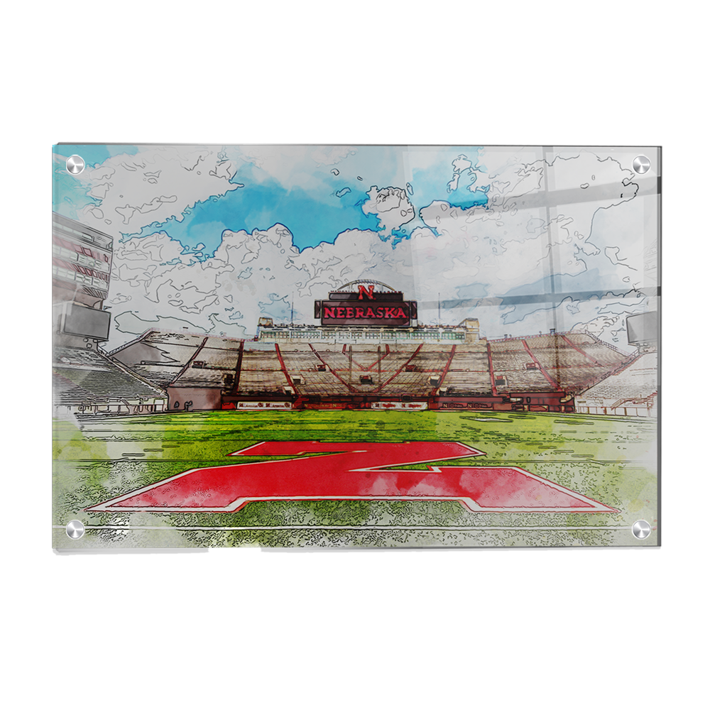 Nebraska Cornhuskers - Nebraska From the  50 Watercolor - College Wall Art #Canvas