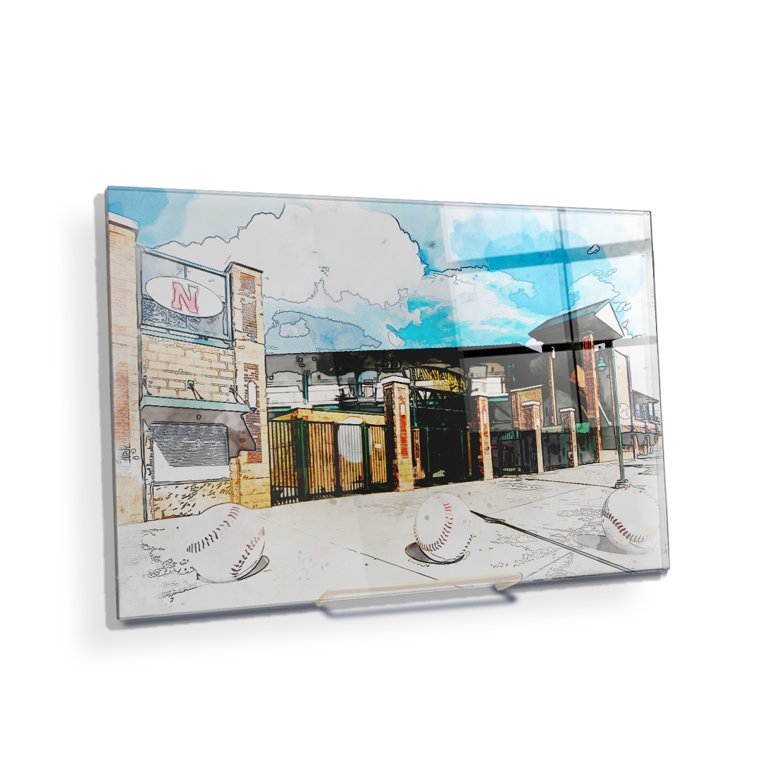 Nebraska Cornhuskers - Haymarket Field Watercolor - College Wall Art #Canvas