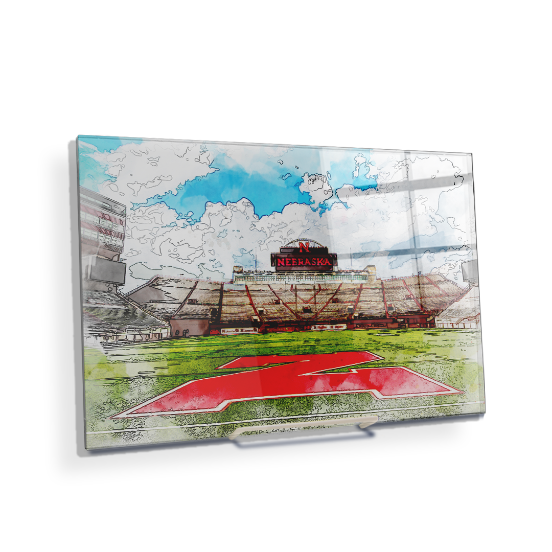 Nebraska Cornhuskers - Nebraska From the  50 Watercolor - College Wall Art #Canvas