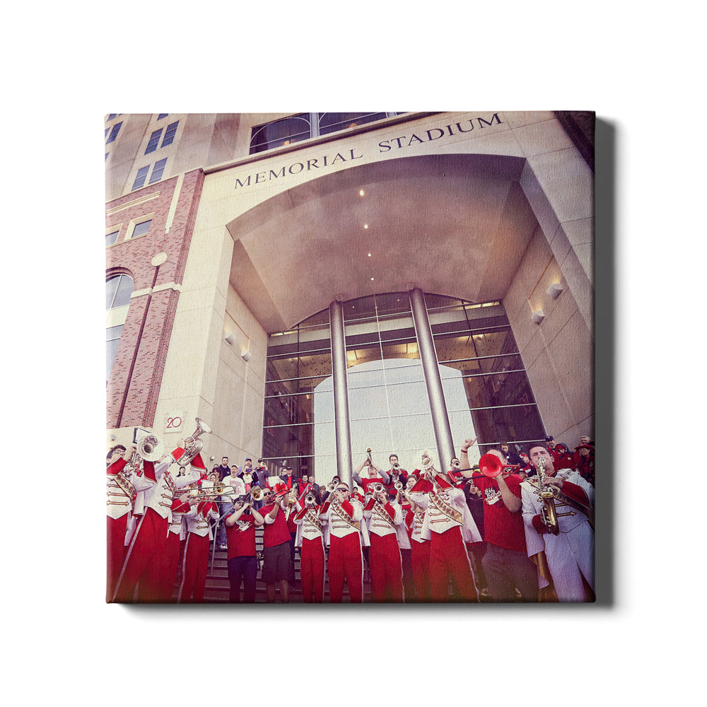Nebraska - Cornhusker Band on the steps of Memorial - College Wall Art #Canvas