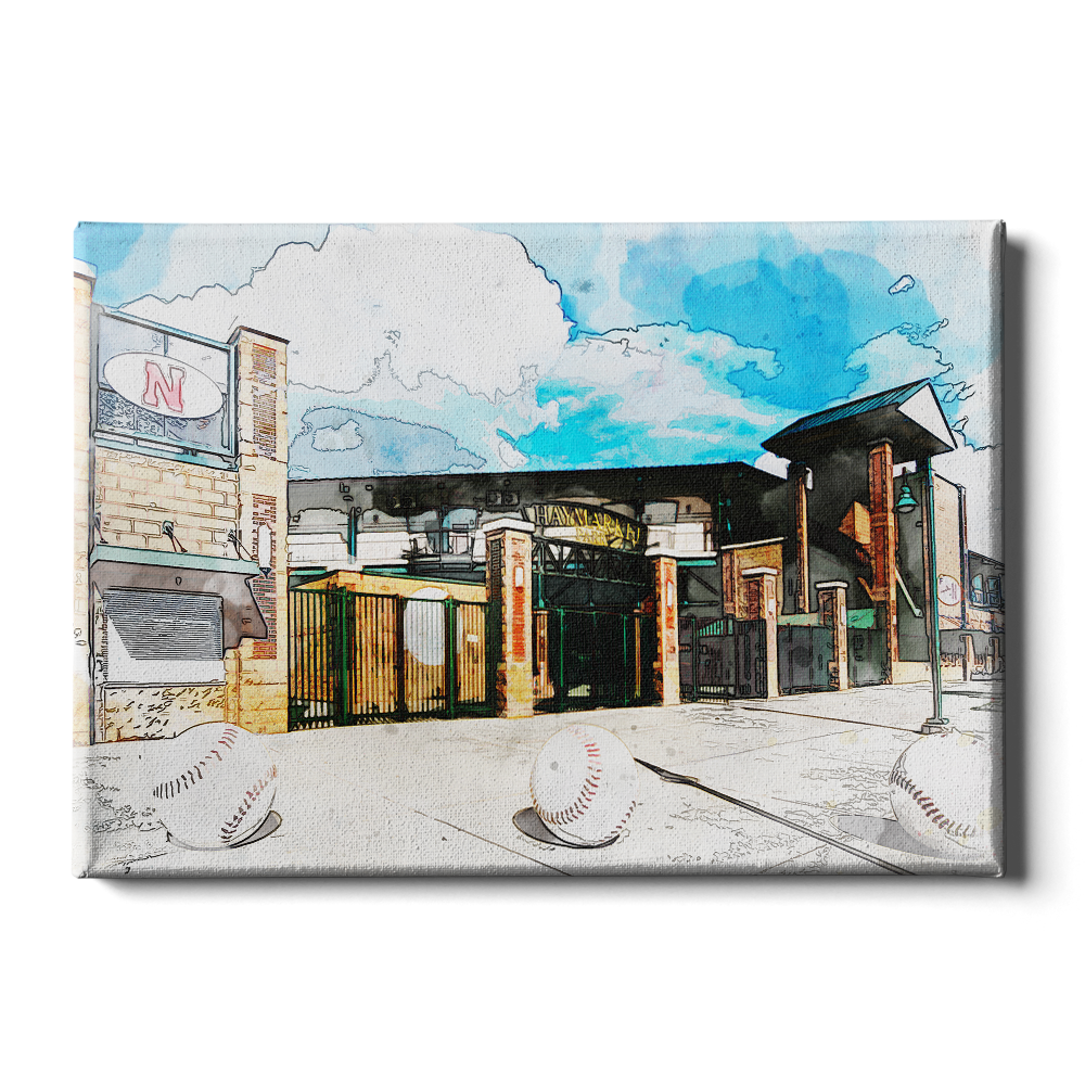 Nebraska Cornhuskers - Haymarket Field Watercolor - College Wall Art #Canvas