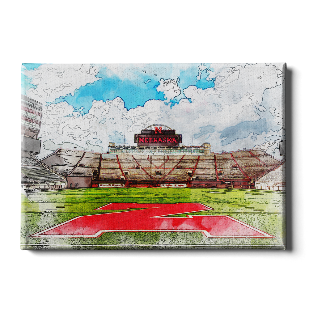 Nebraska Cornhuskers - Nebraska From the  50 Watercolor - College Wall Art #Canvas