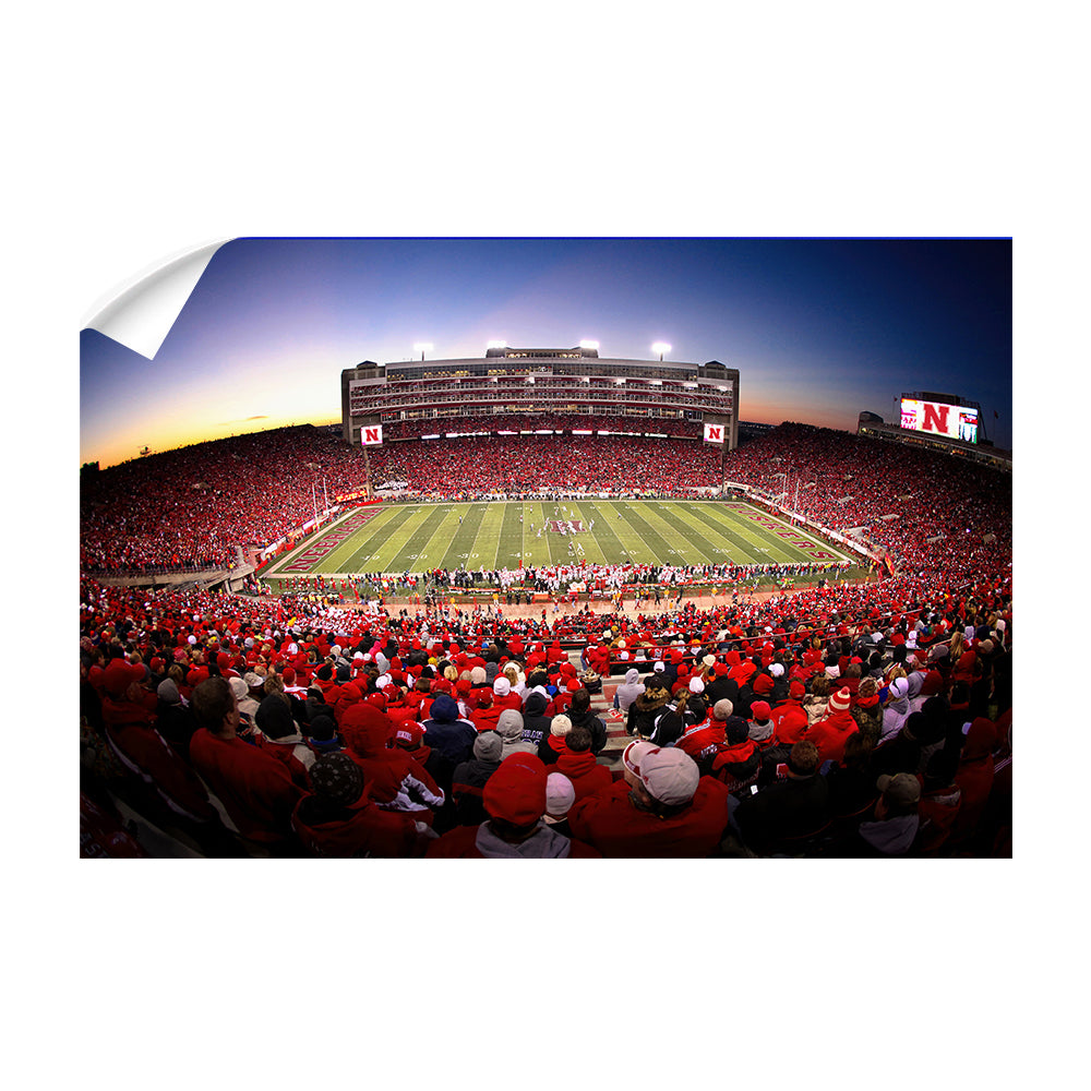 Nebraska - Birds Eye View of Memorial - College Wall Art #Canvas