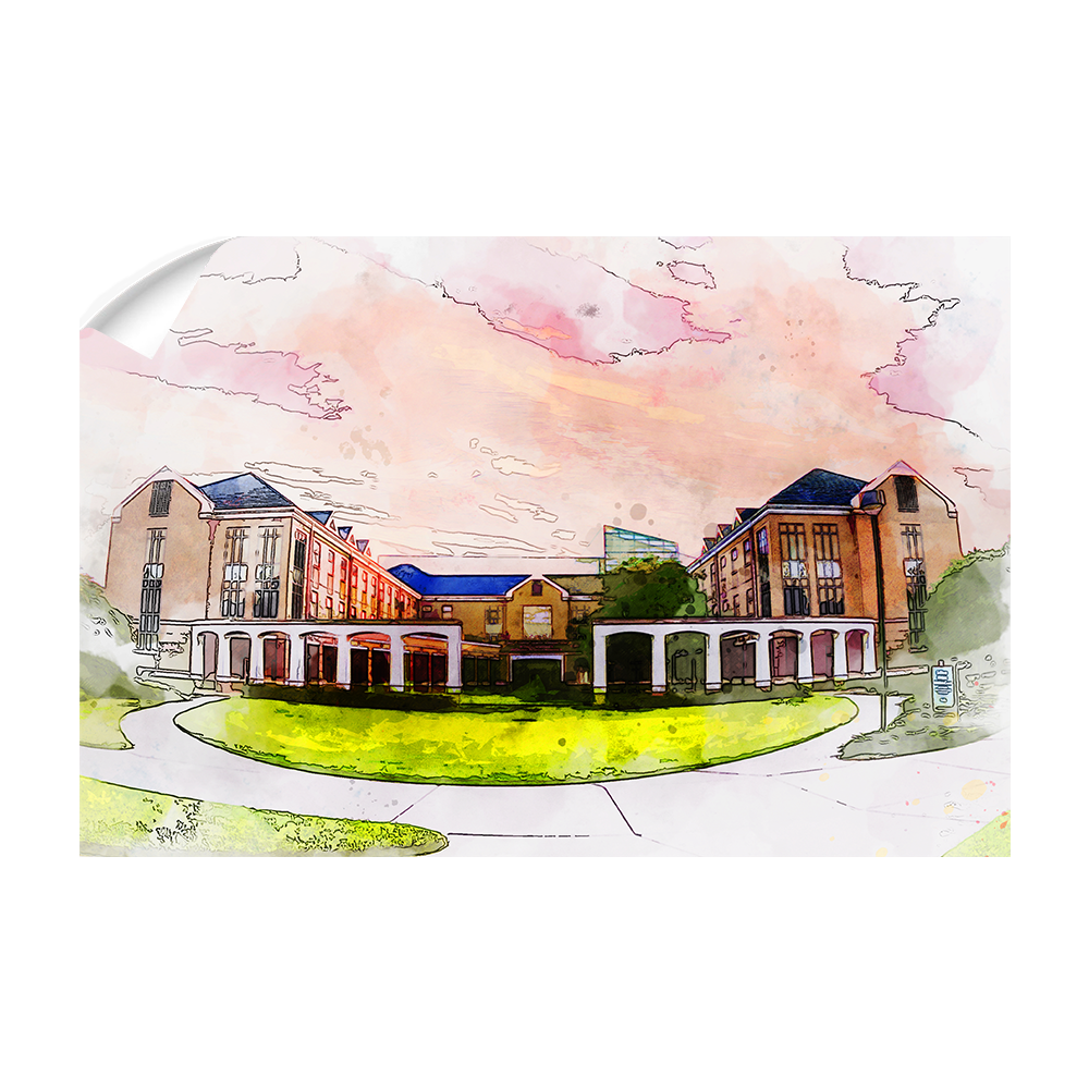 Nebraska Cornhuskers - Kaufman Education Residential Center Watercolor - College Wall Art #Canvas