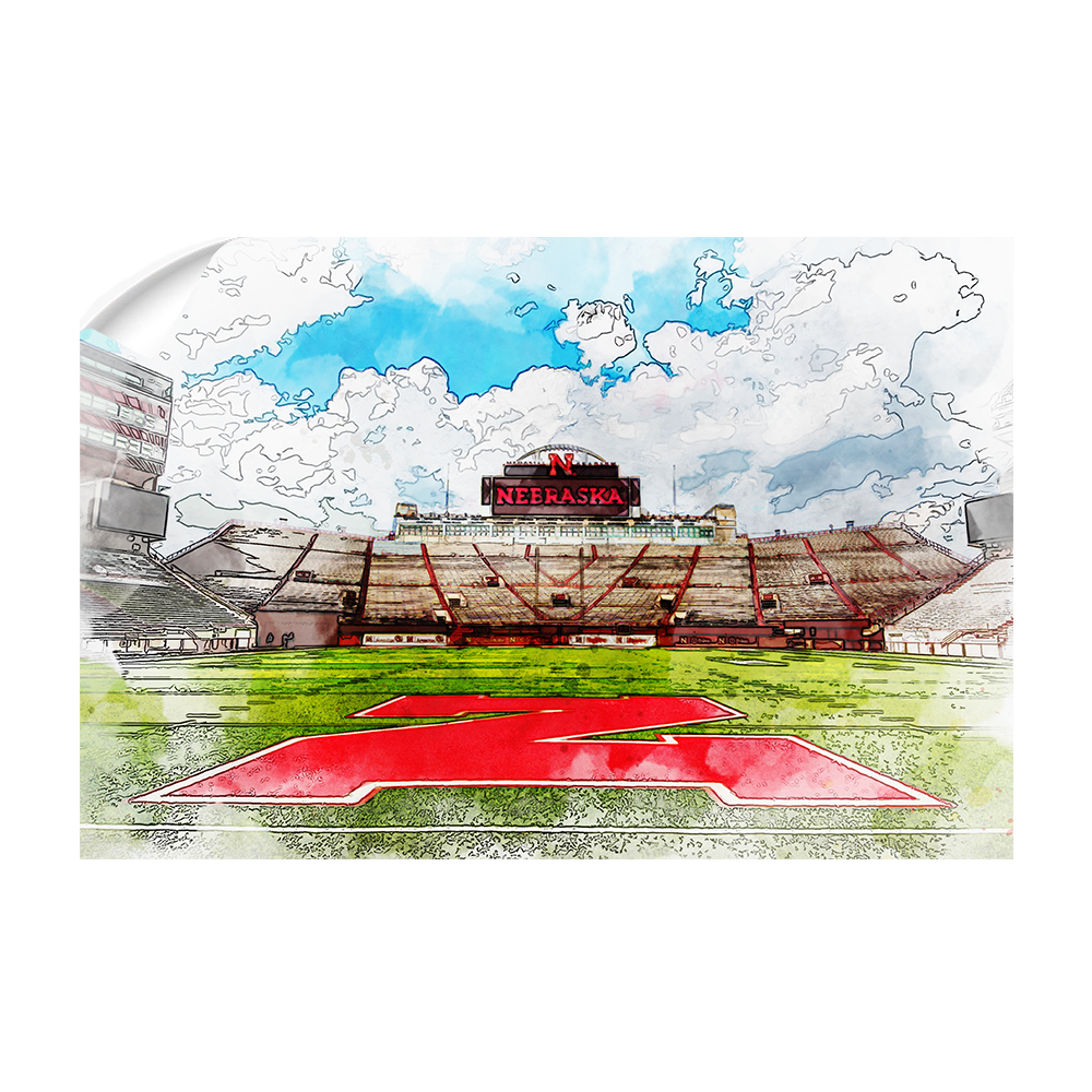 Nebraska Cornhuskers - Nebraska From the  50 Watercolor - College Wall Art #Canvas