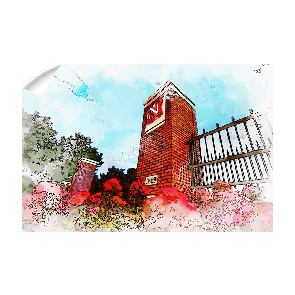 Nebraska Cornhuskers - Nebraska Gateway Watercolor - College Wall Art #Canvas