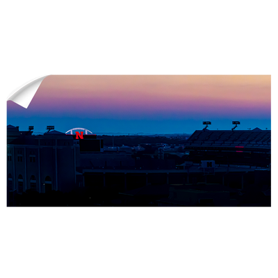 Nebraska Cornhuskers - Sunrise at Memeorial Stadium Panoramic - College Wall Art #Wall Decal
