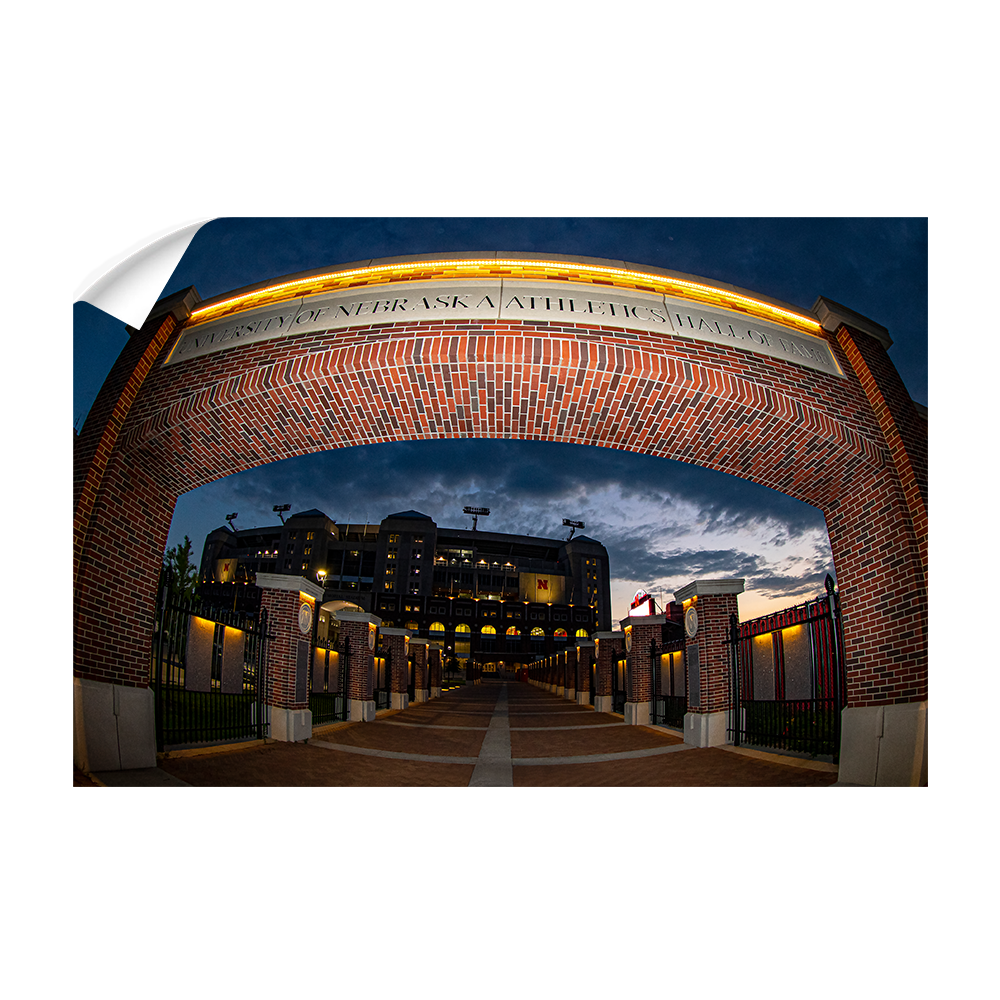 Nebraska Cornhuskers - Sunset through the Hall of Fame - College Wall Art #Canvas