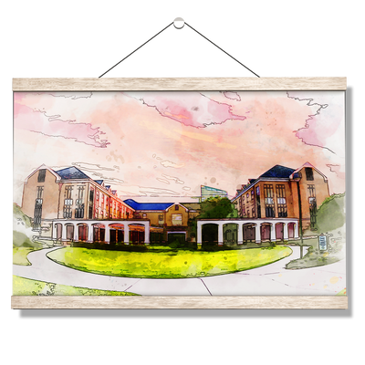 Nebraska Cornhuskers - Kaufman Education Residential Center Watercolor - College Wall Art #Hanging Canvas