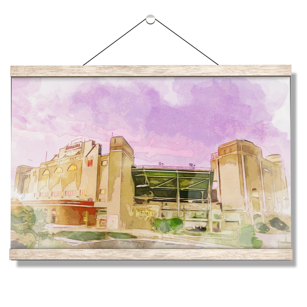 Nebraska Cornhuskers - Memorial Stadium Watercolor - College Wall Art #Canvas