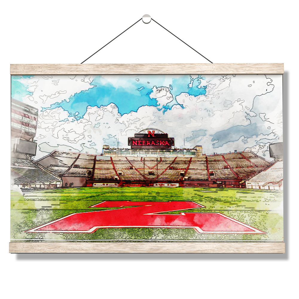 Nebraska Cornhuskers - Nebraska From the  50 Watercolor - College Wall Art #Canvas
