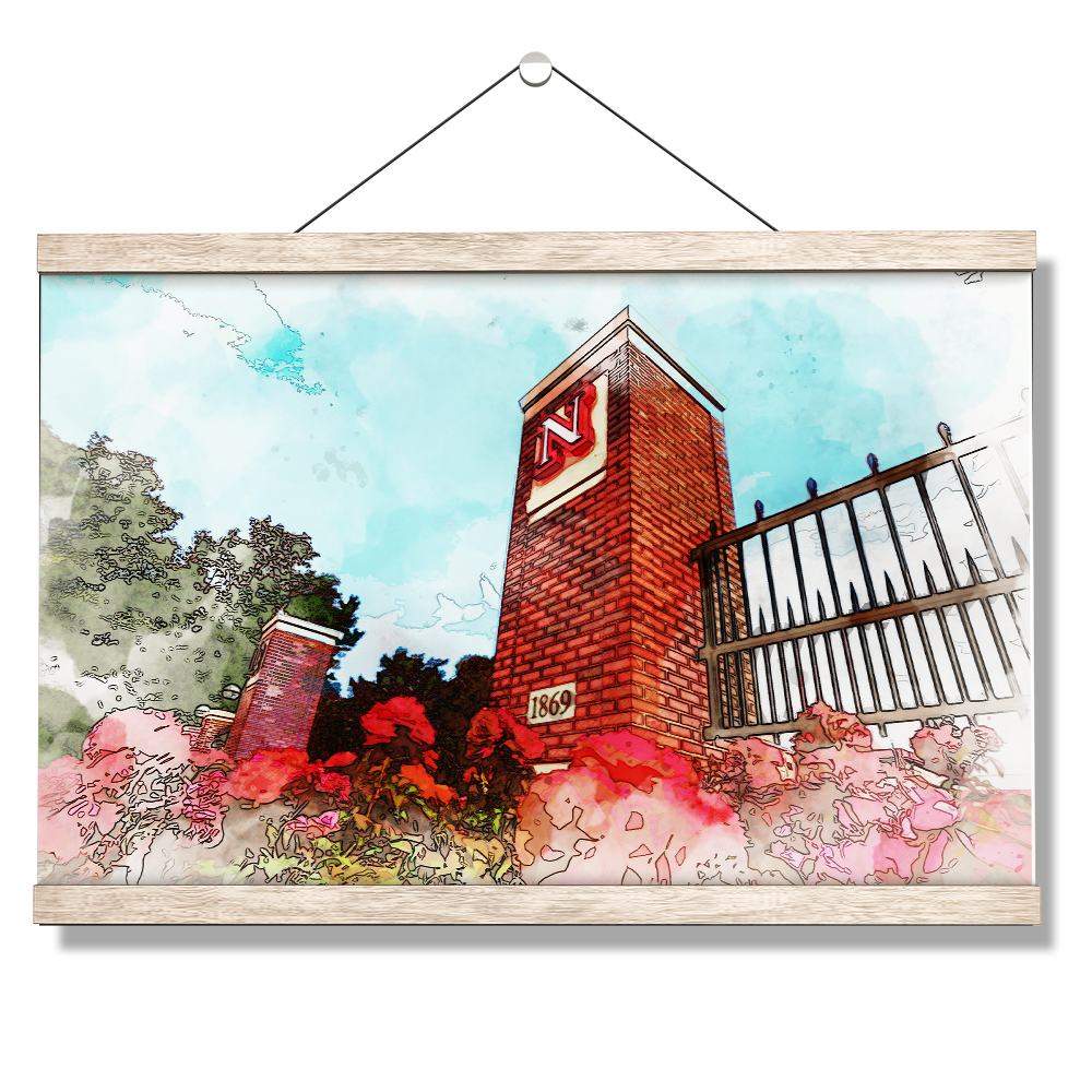 Nebraska Cornhuskers - Nebraska Gateway Watercolor - College Wall Art #Canvas