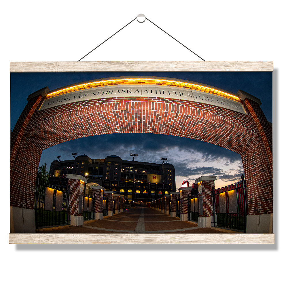 Nebraska Cornhuskers - Sunset through the Hall of Fame - College Wall Art #Canvas