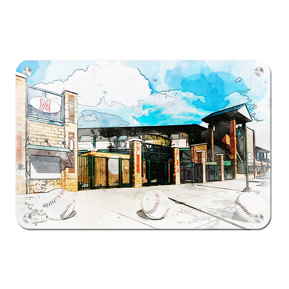 Nebraska Cornhuskers - Haymarket Field Watercolor - College Wall Art #Canvas