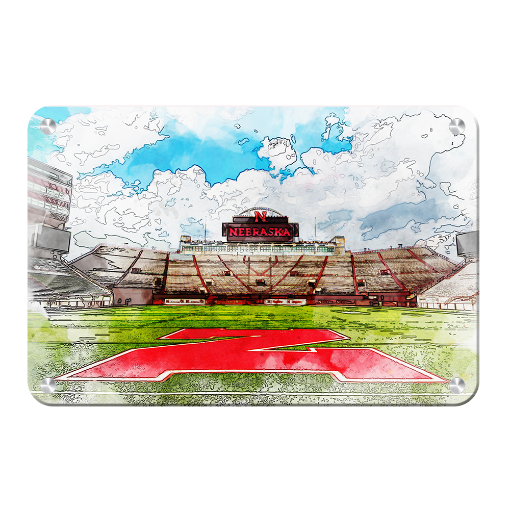 Nebraska Cornhuskers - Nebraska From the  50 Watercolor - College Wall Art #Canvas