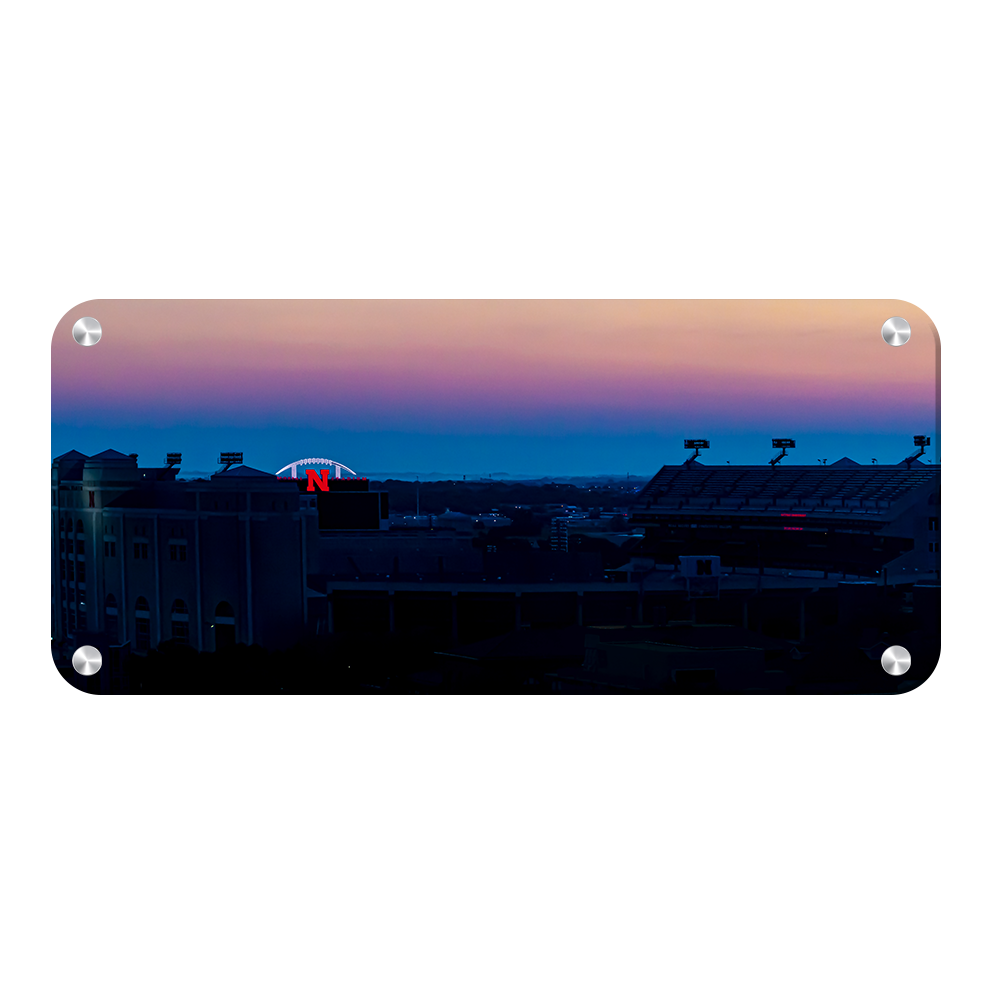 Nebraska Cornhuskers - Sunrise at Memeorial Stadium Panoramic - College Wall Art #Canvas