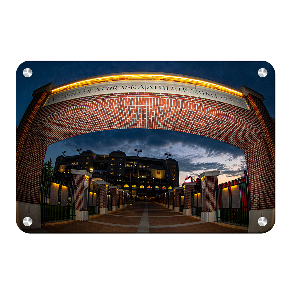 Nebraska Cornhuskers - Sunset through the Hall of Fame - College Wall Art #Canvas