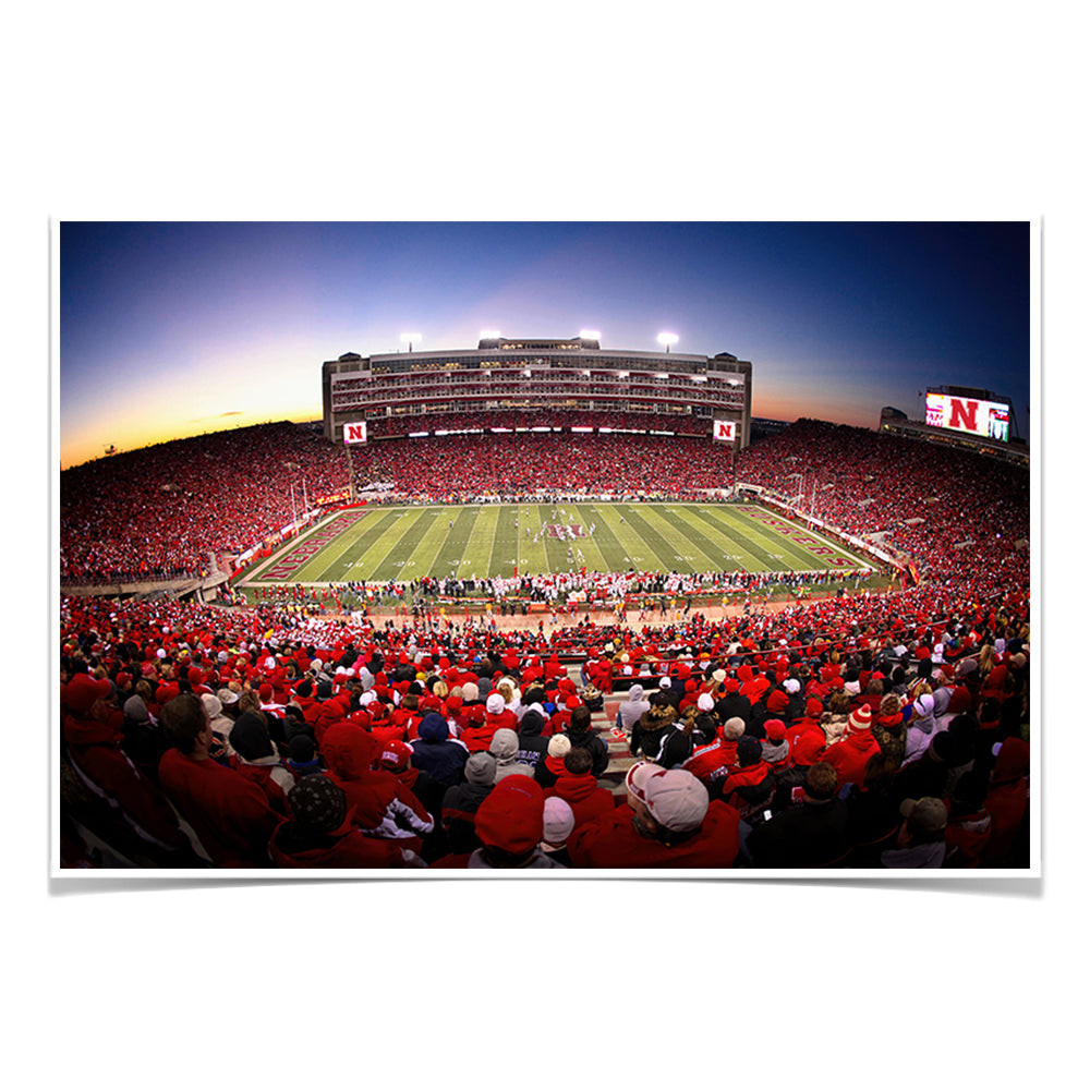 Nebraska - Birds Eye View of Memorial - College Wall Art #Canvas