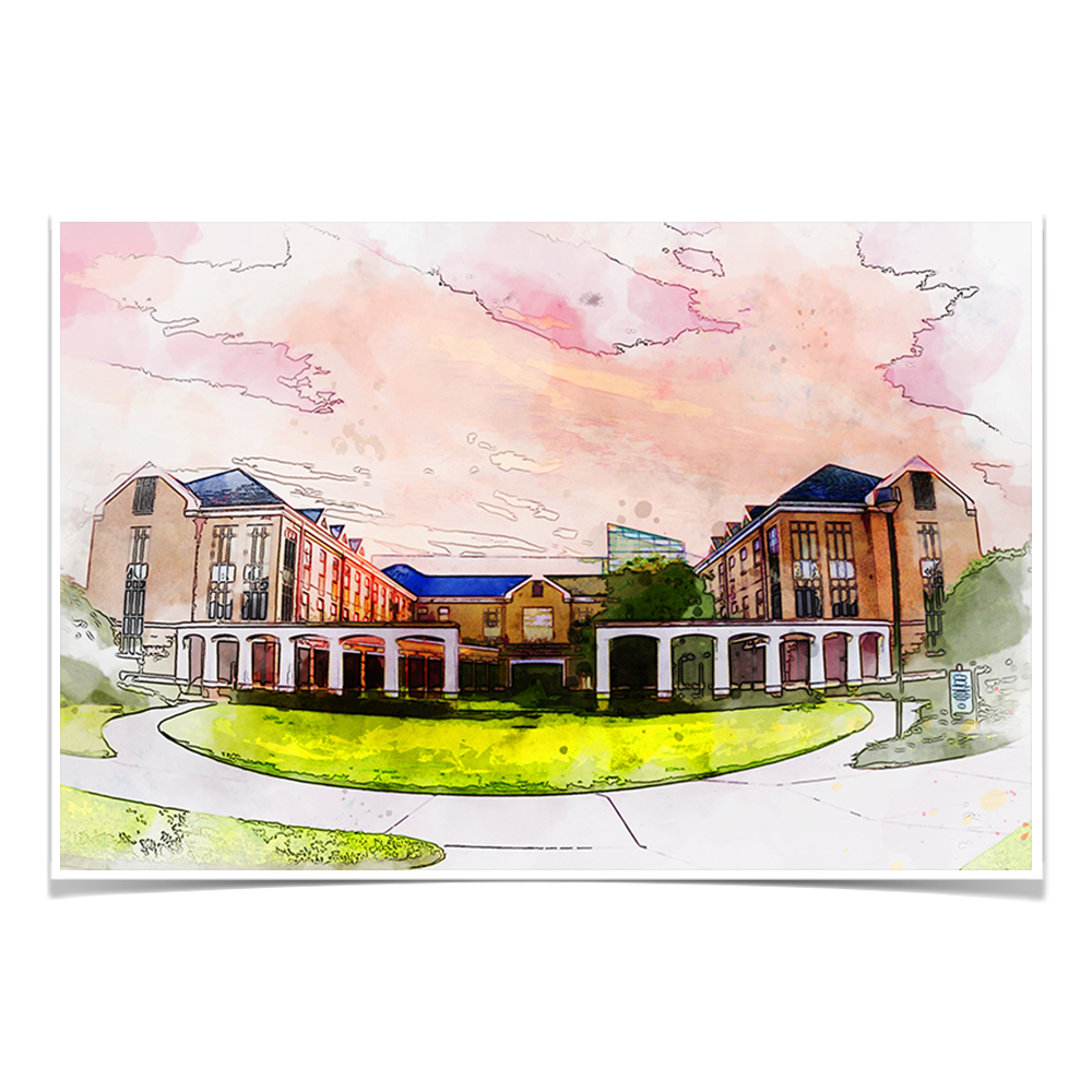 Nebraska Cornhuskers - Kaufman Education Residential Center Watercolor - College Wall Art #Canvas