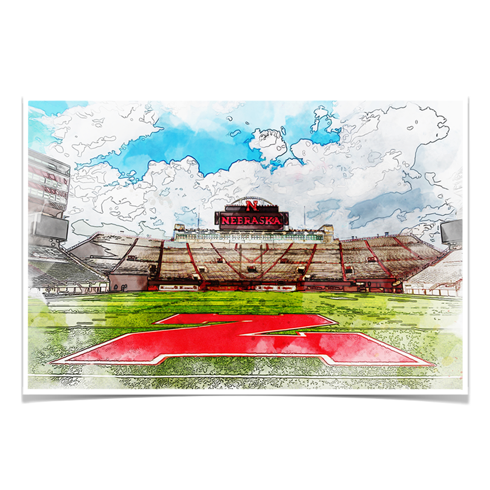Nebraska Cornhuskers - Nebraska From the  50 Watercolor - College Wall Art #Canvas