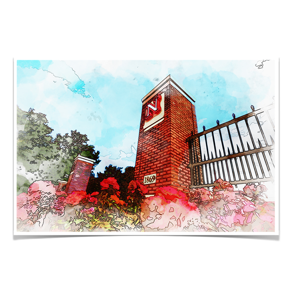 Nebraska Cornhuskers - Nebraska Gateway Watercolor - College Wall Art #Canvas