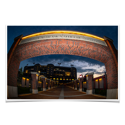 Nebraska Cornhuskers - Sunset through the Hall of Fame - College Wall Art #Poster