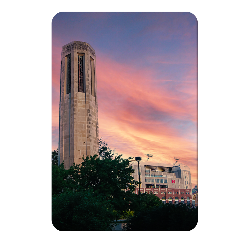 Nebraska Cornhuskers - Sunset, Mueller Tower and Memorial - College Wall Art #Canvas