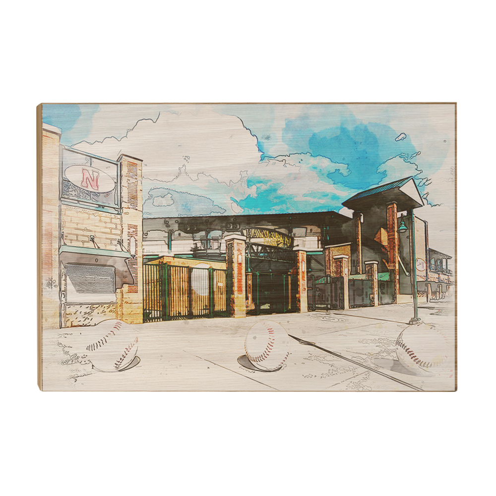 Nebraska Cornhuskers - Haymarket Field Watercolor - College Wall Art #Canvas