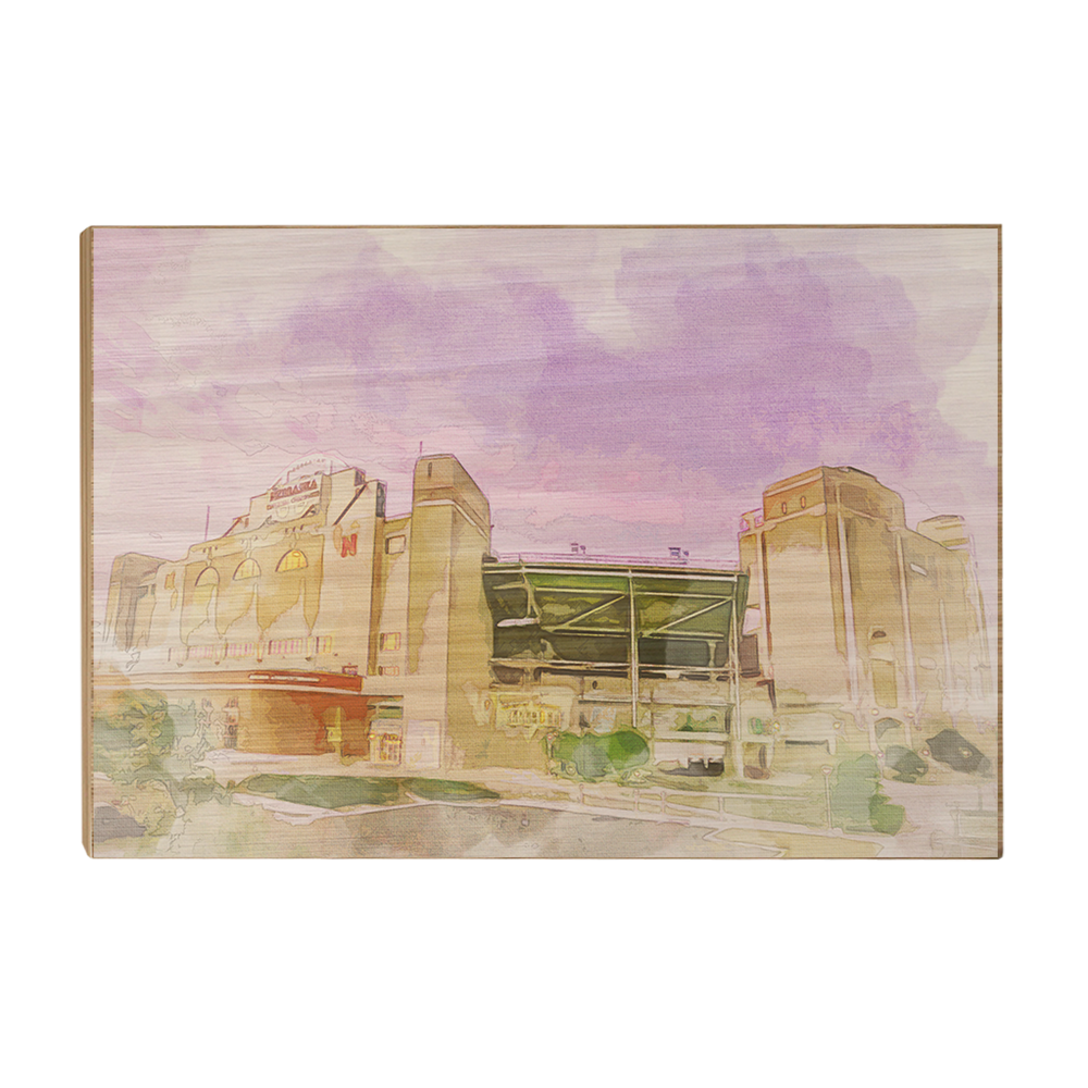 Nebraska Cornhuskers - Memorial Stadium Watercolor - College Wall Art #Canvas