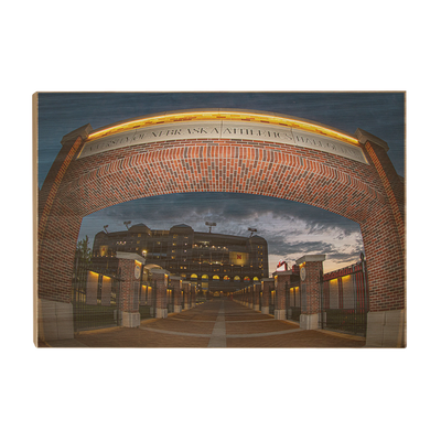 Nebraska Cornhuskers - Sunset through the Hall of Fame - College Wall Art #Wood