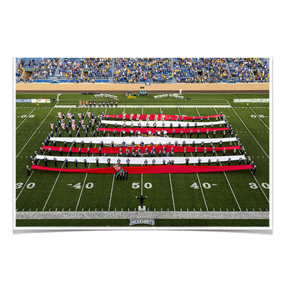 South Dakota State Jackrabbits - Red, White, and Blue DJD Stadium - College Wall Art #Poster