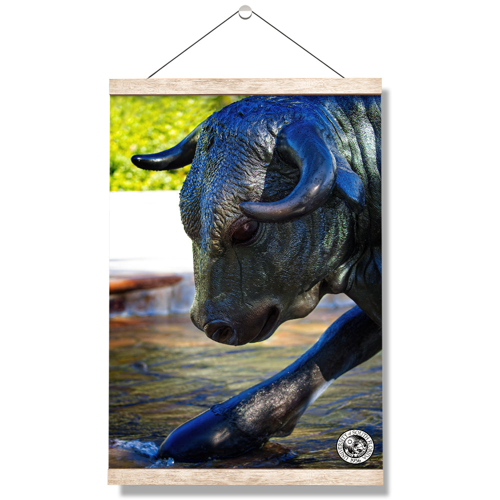 USF Bulls - Bulls statue close up w seal - College Wall Art #Canvas