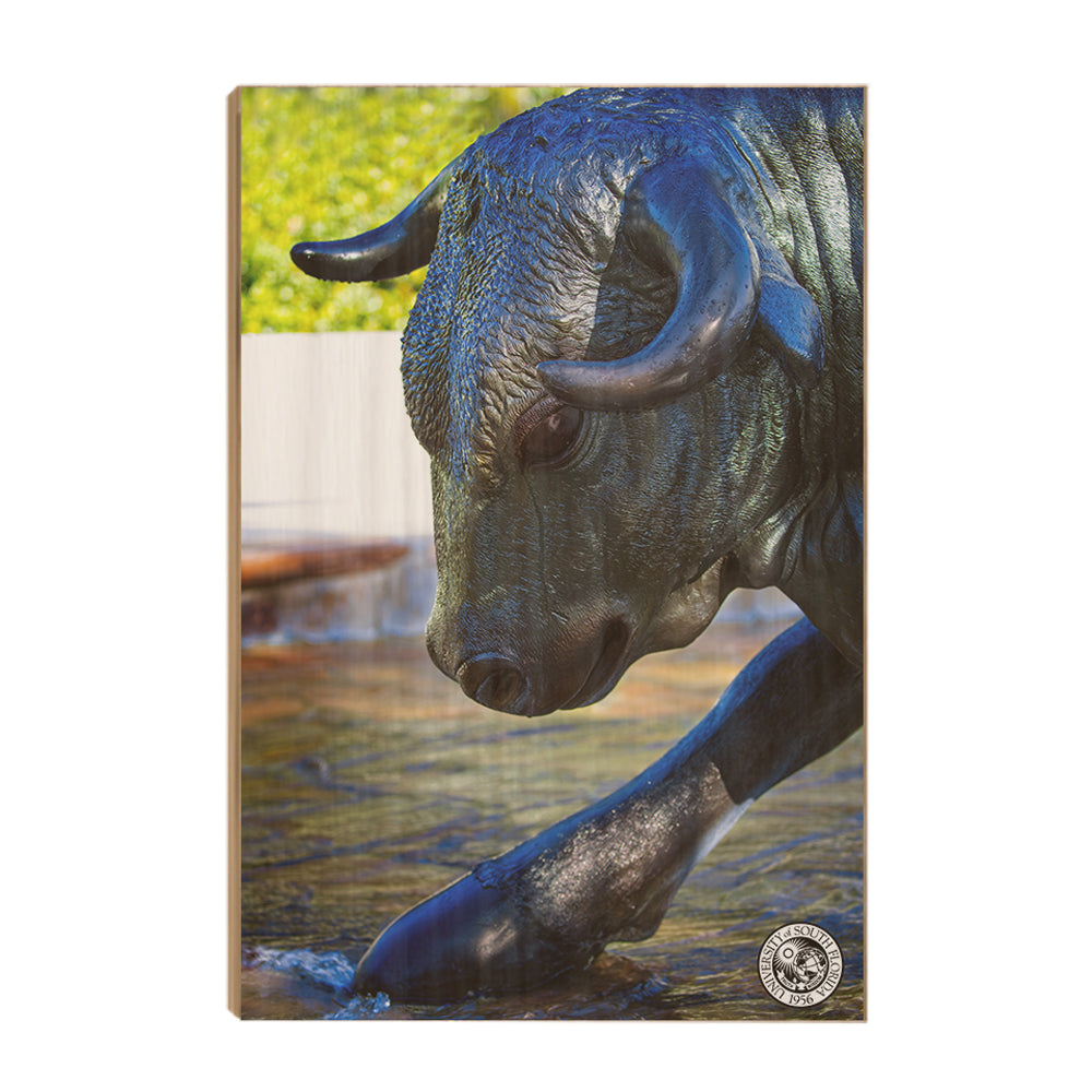 USF Bulls - Bulls statue close up w seal - College Wall Art #Canvas