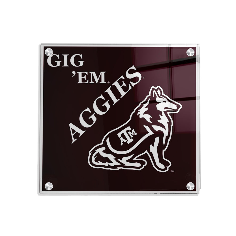 Texas A&M - GIG 'EM Aggies Reveille - College Wall Art #Canvas