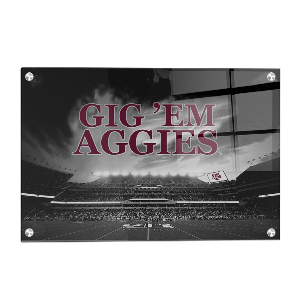 Texas A&M - GIG 'EM Aggies Kyle Field - College Wall Art  #Canvas