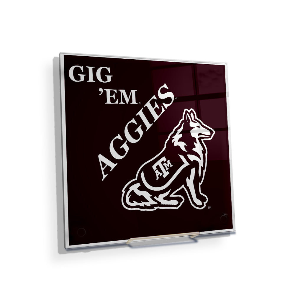 Texas A&M - GIG 'EM Aggies Reveille - College Wall Art #Canvas