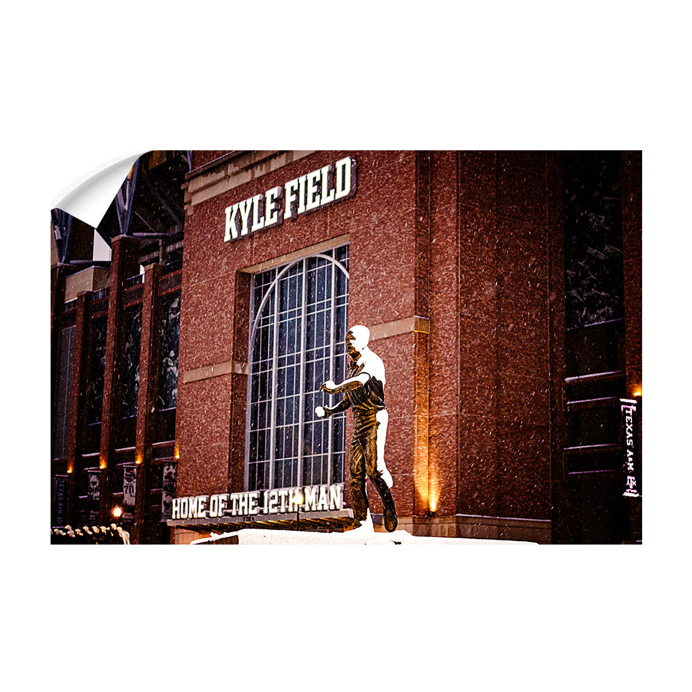 Texas A&M - Kyle Field Home of the 12th Man Winter Storm - College Wall Art #Canvas