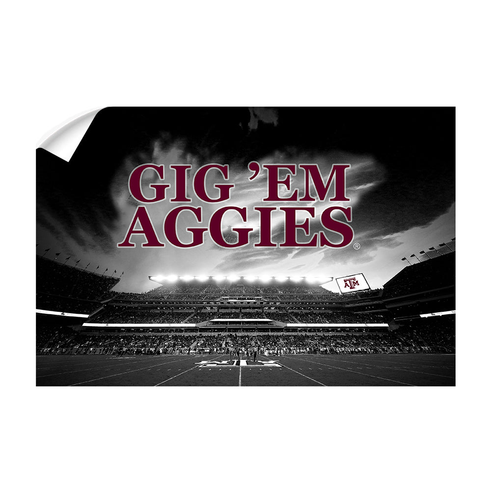Texas A&M - GIG 'EM Aggies Kyle Field - College Wall Art  #Canvas