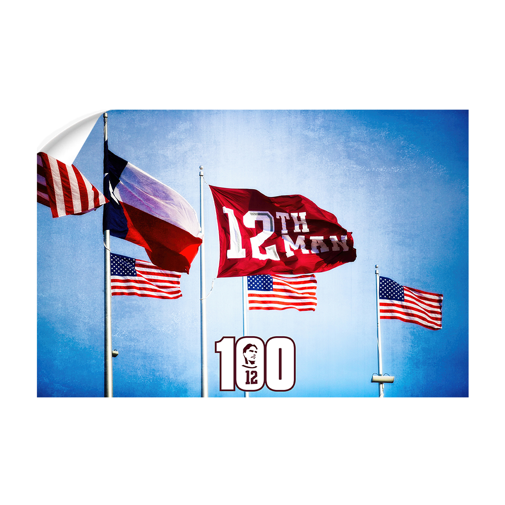 Texas A&M - 12th Man Flag Centenial - College Wall Art #Canvas