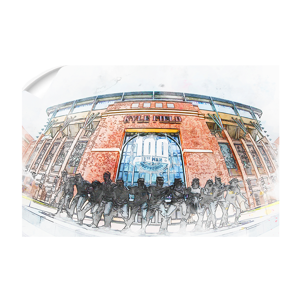 Texas A&M - War Hymm 12th Man Centenial - College Wall Art #Canvas