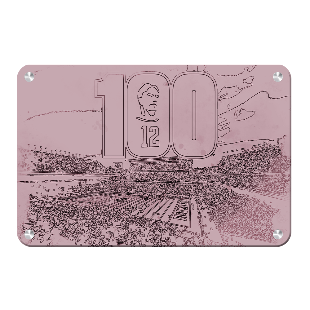 Texas A&M - 12th Man Centenial Sketch - College Wall Art #Canvas