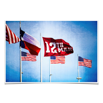 Texas A&M - 12th Man Flags - College Wall Art #Poster